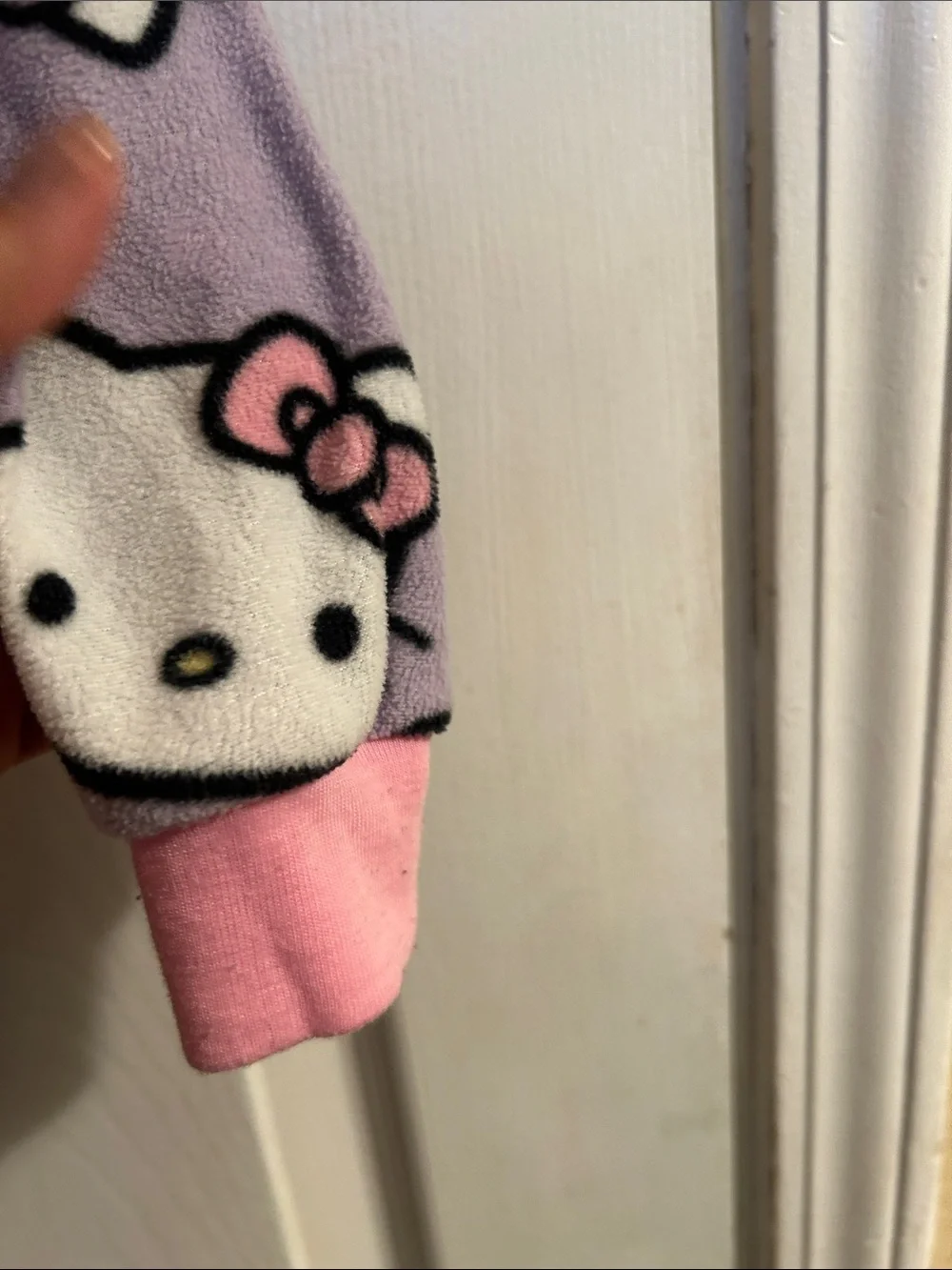 Hello Kitty Lavender and White Fleece One-Piece Pajama Footie with Pink Accents
